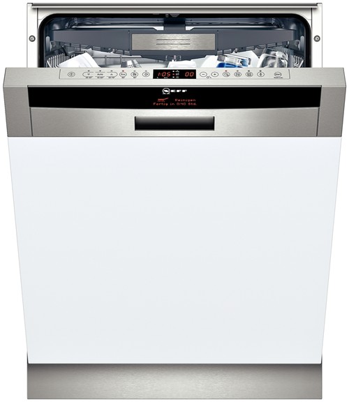 Neff S41T65N2EU topmodel vaatwasser voor integratie met rvs bedieningspaneel en besteklade.