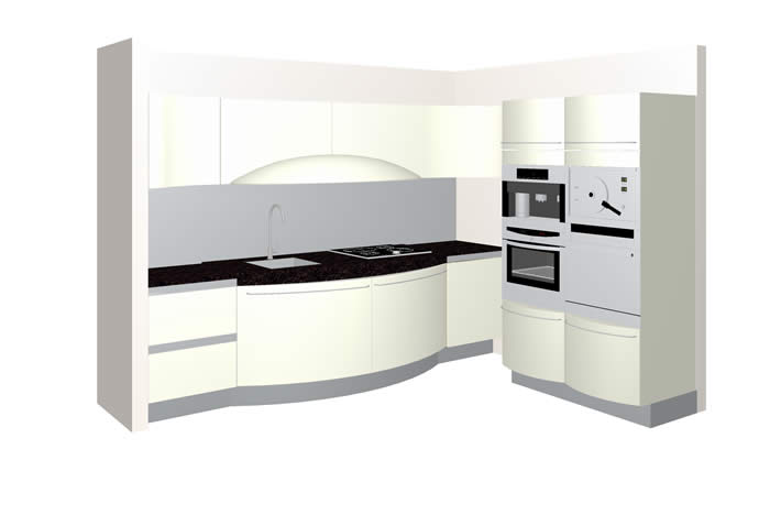 Project 470, rendering van de keuken zoals het moest gaan worden.